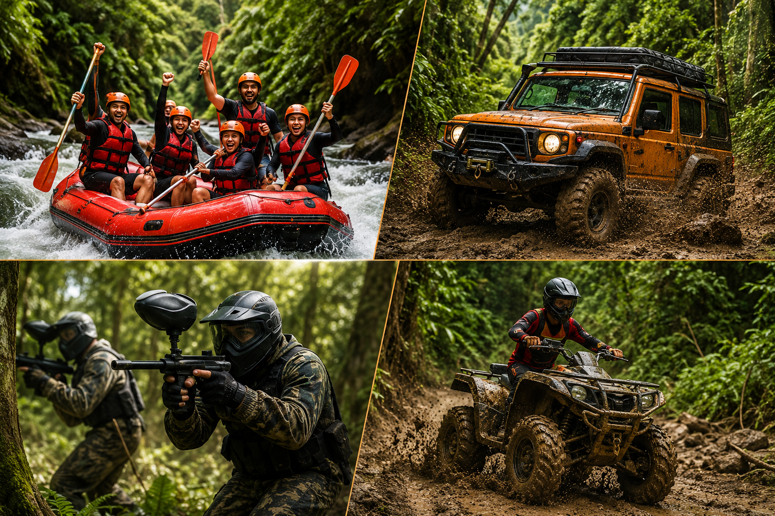 Kegiatan Radjawali Adventure: rafting, offroad, paintball, dan ATV