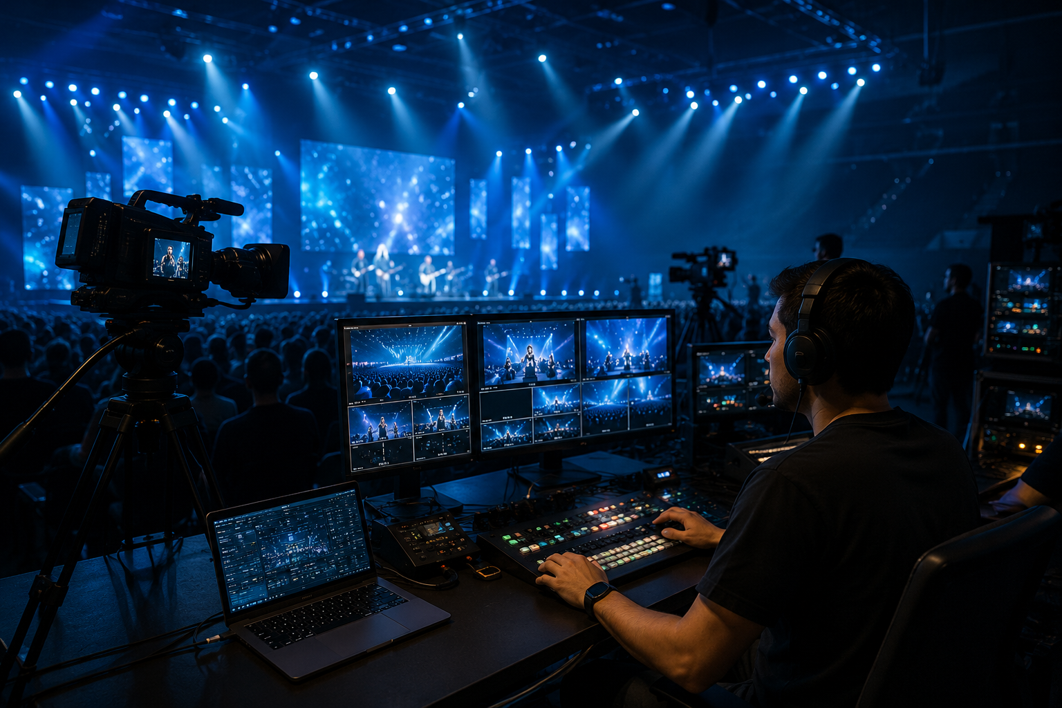 Tim Radjawali Production menangani live streaming konser multi kamera